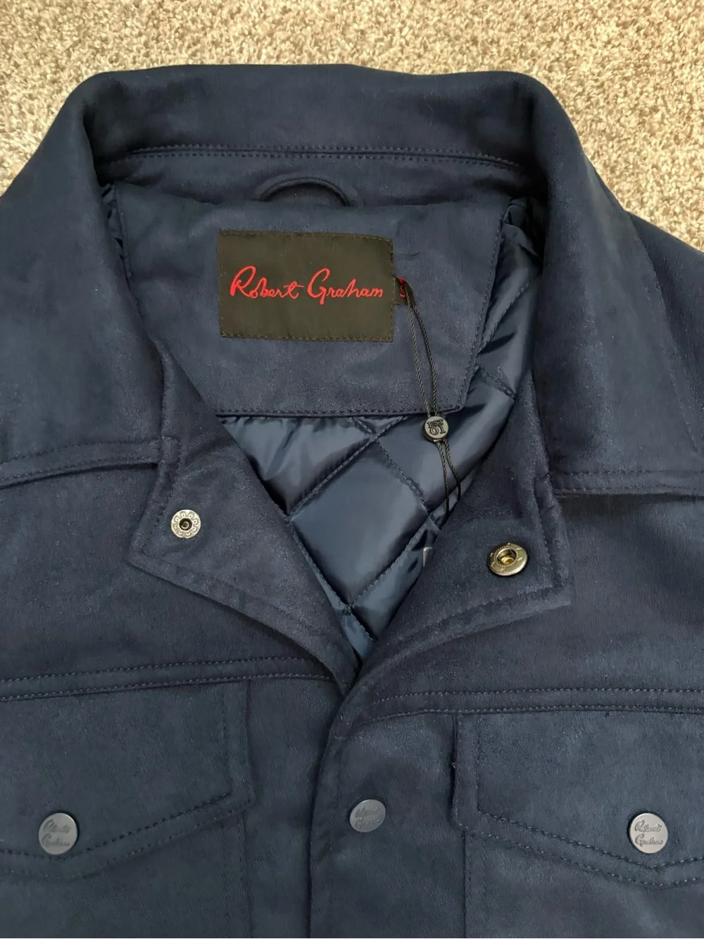 Robert Graham Navy Blue Vegan Suede Jacket -Small - SEE DESCRIPTION